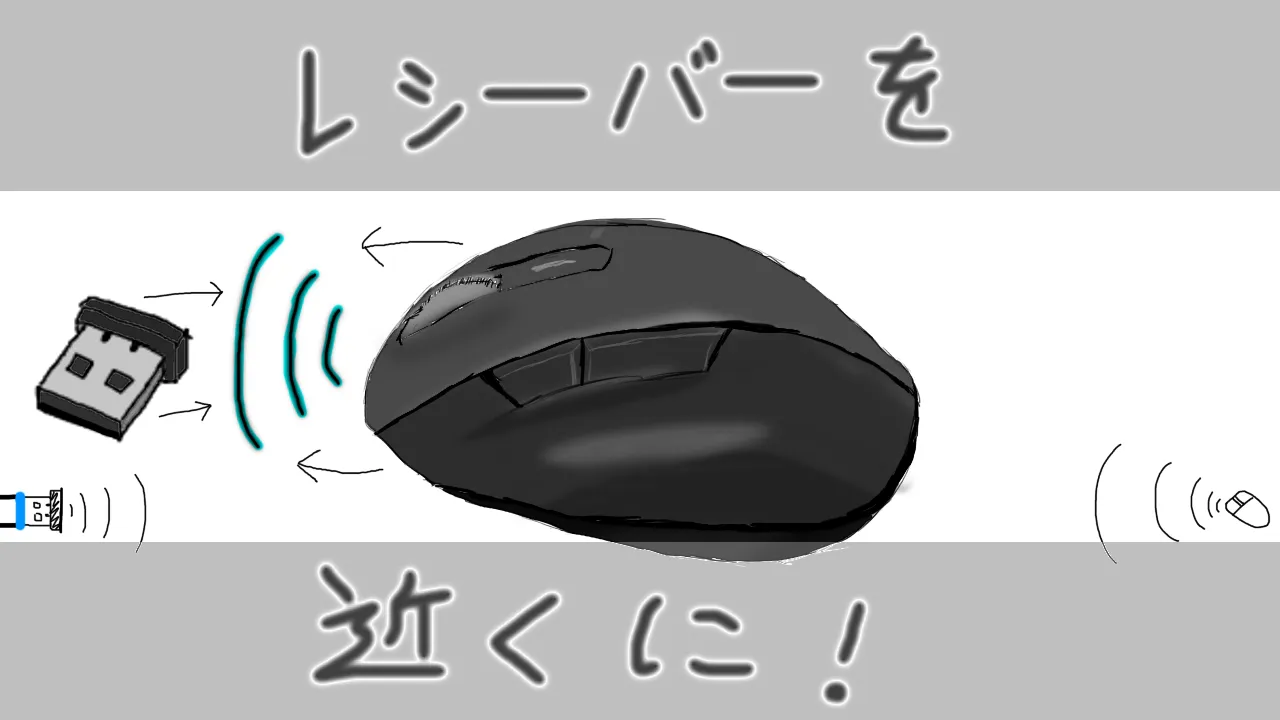 「レシーバーを近くに」 マウスとレシーバーが通信している